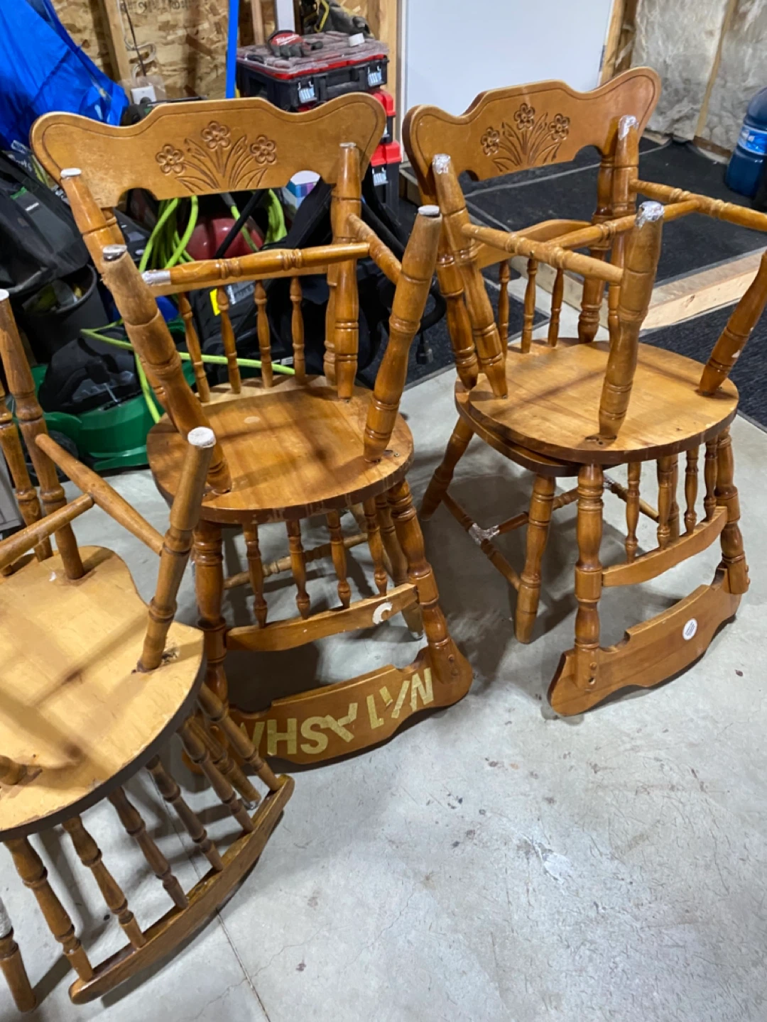 Vintage Wooden Rocking Chairs - Set of 4