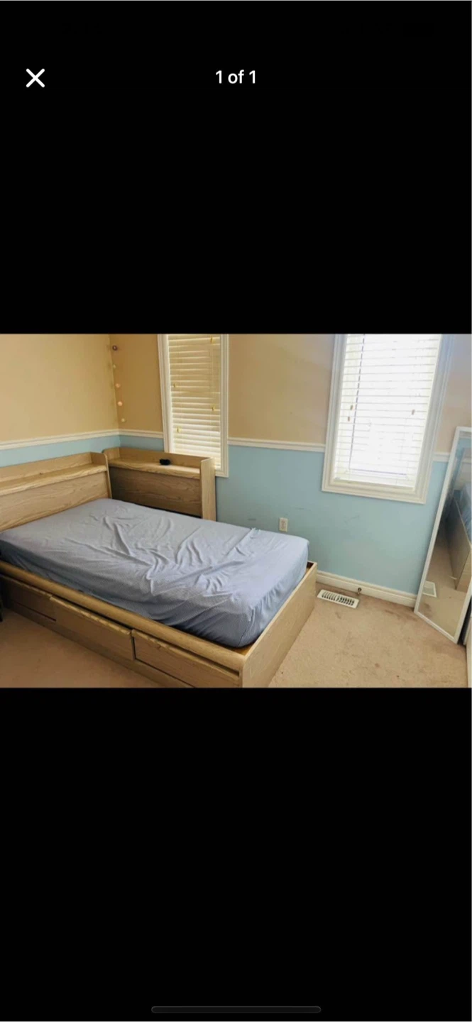 Wooden Bed Frame with Storage Drawers
