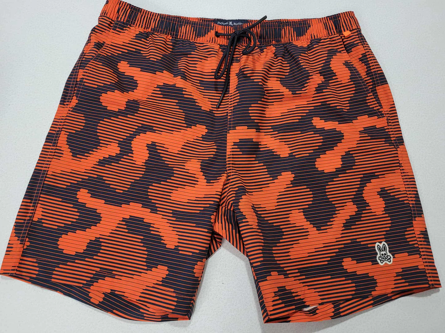Psycho Bunny Orange & Navy Swim Trunks - XL