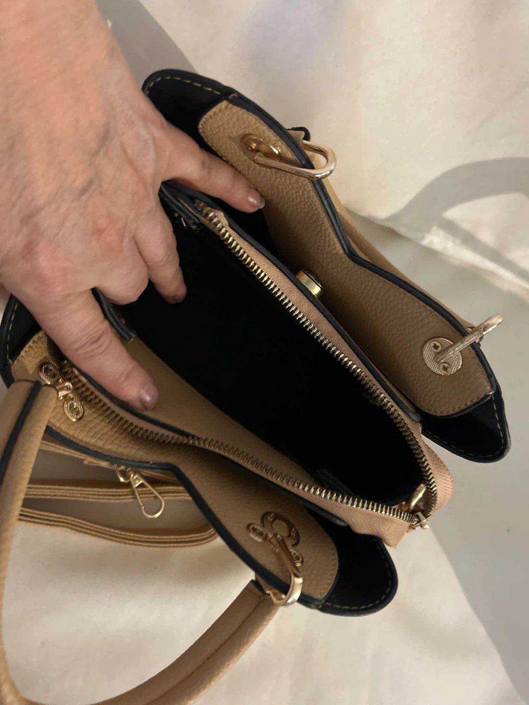 Beige Handbag with Shoulder Strap - photo 2
