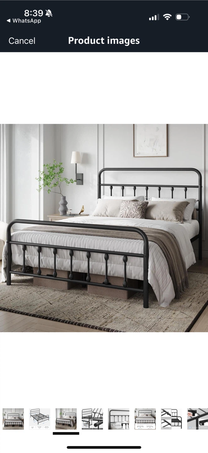Queen Size Metal Bed Frame - Black - photo 2