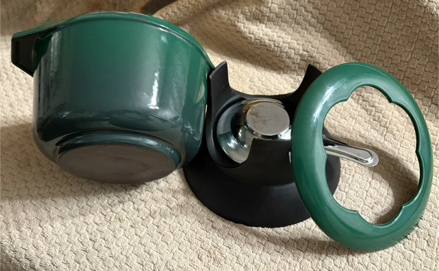 Green Cast Iron Fondue Set with Forks - photo 5