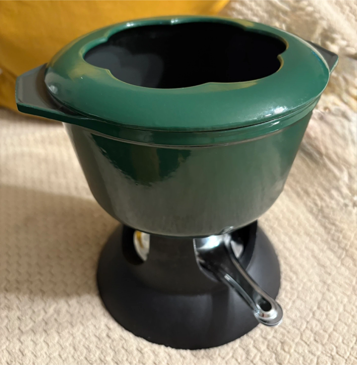 Green Cast Iron Fondue Set with Forks - photo 2