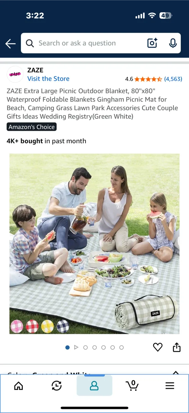 ZAZE Extra Large Picnic Outdoor Blanket image indicator(2)