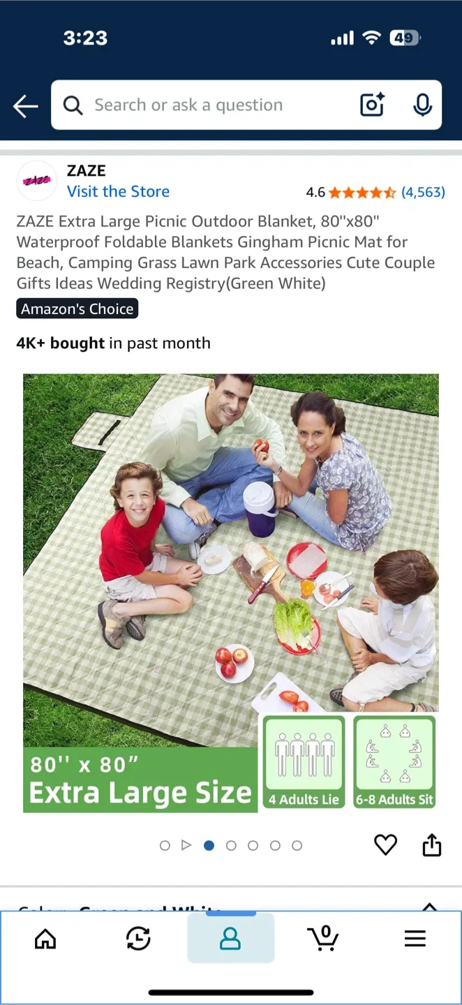 ZAZE Extra Large Picnic Outdoor Blanket image indicator(3)