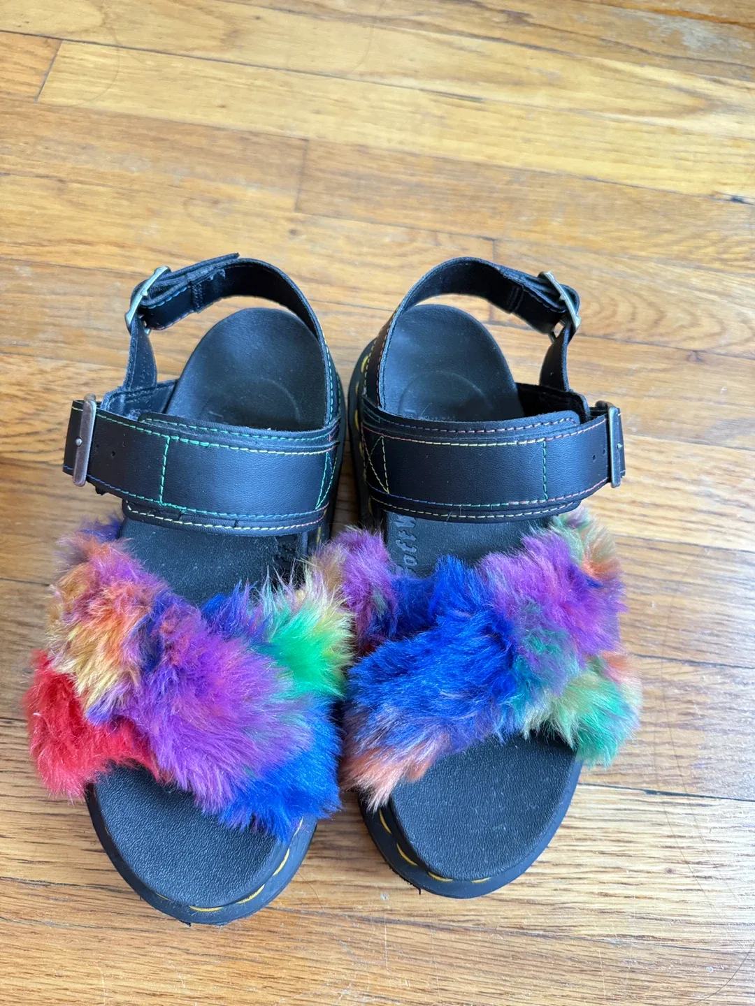 Dr. Martens Voss II Rainbow Faux Fur Sandals - US 5 thumbnail
