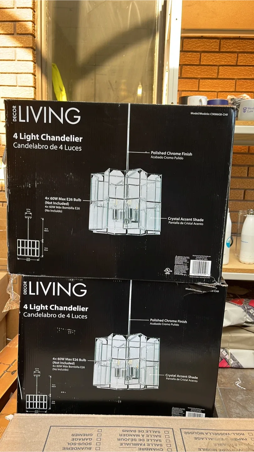 DECOR LIVING 4 Light Chandelier - New in Box! image indicator(2)