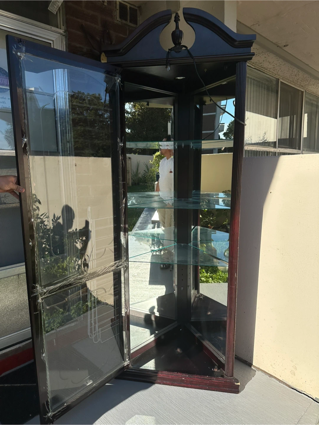 Corner Curio Display Cabinet - Dark Wood - photo 4