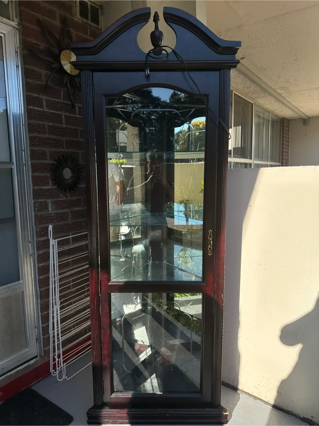 Corner Curio Display Cabinet - Dark Wood