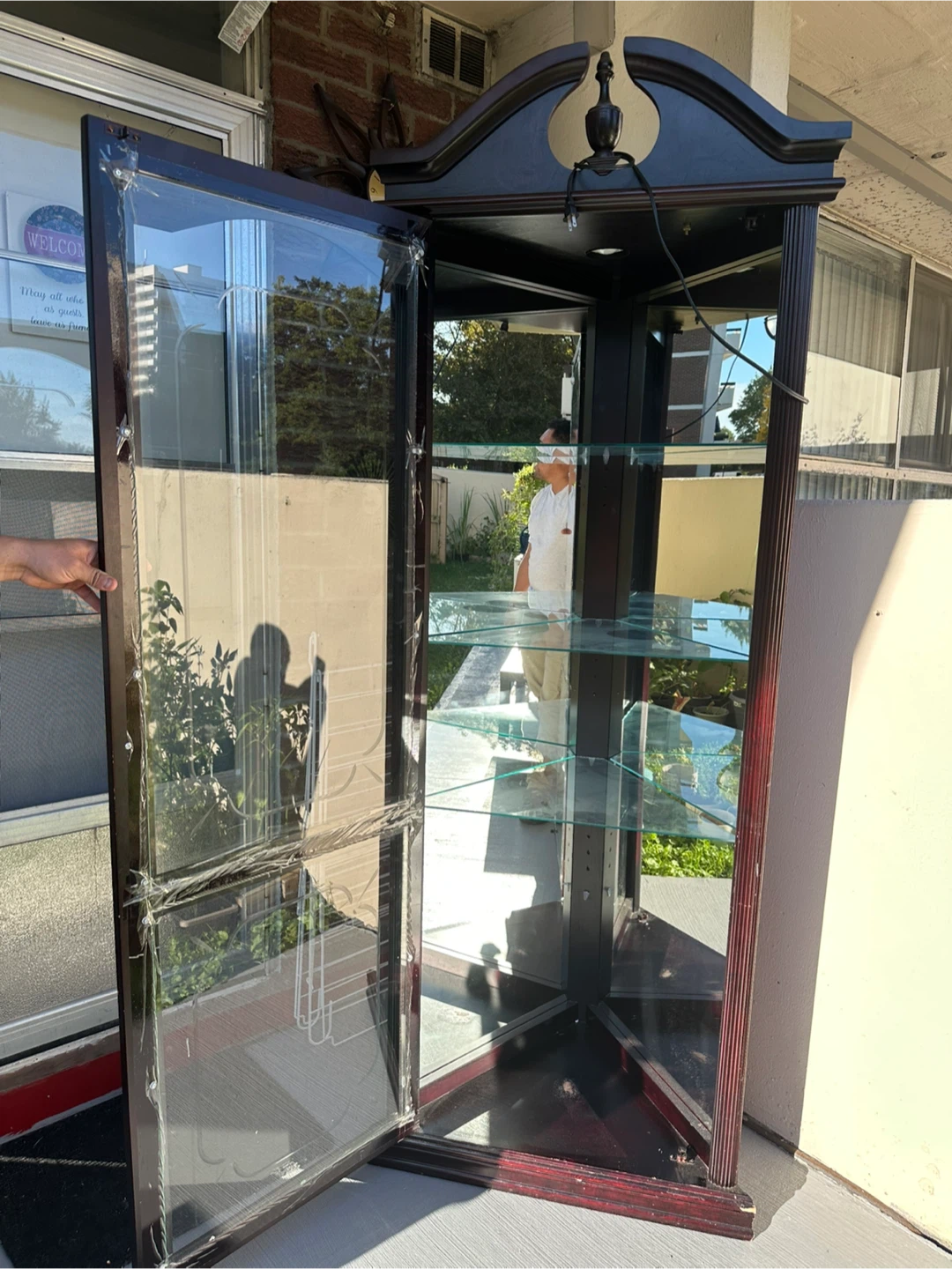 Corner Curio Display Cabinet - Dark Wood - photo 2