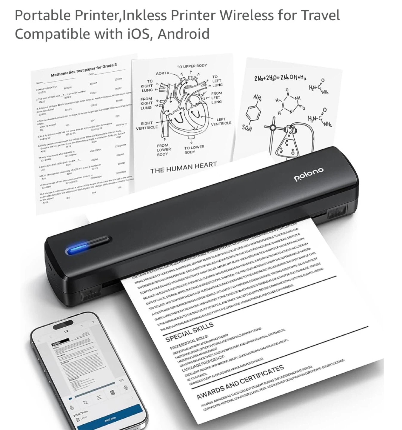 Polono D810 Bluetooth Thermal Printer - Grey