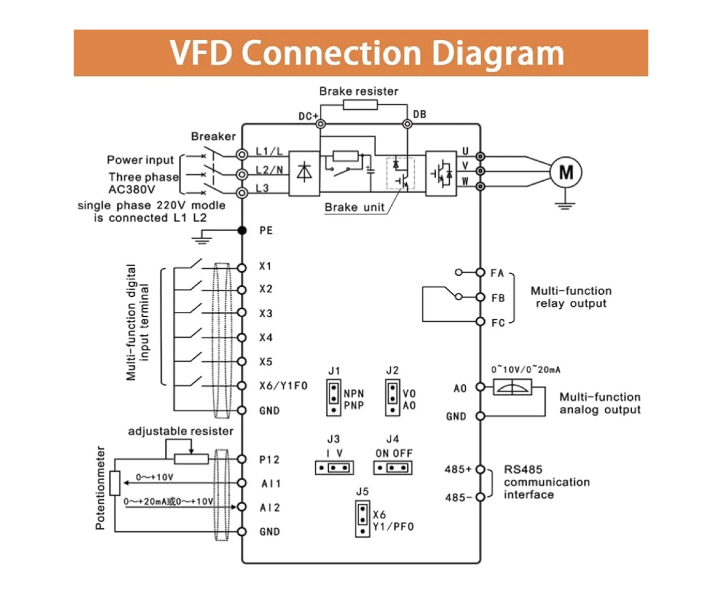 QNQ 5.5KW 7.5HP 220V AC 25A VFD Converter - photo 5