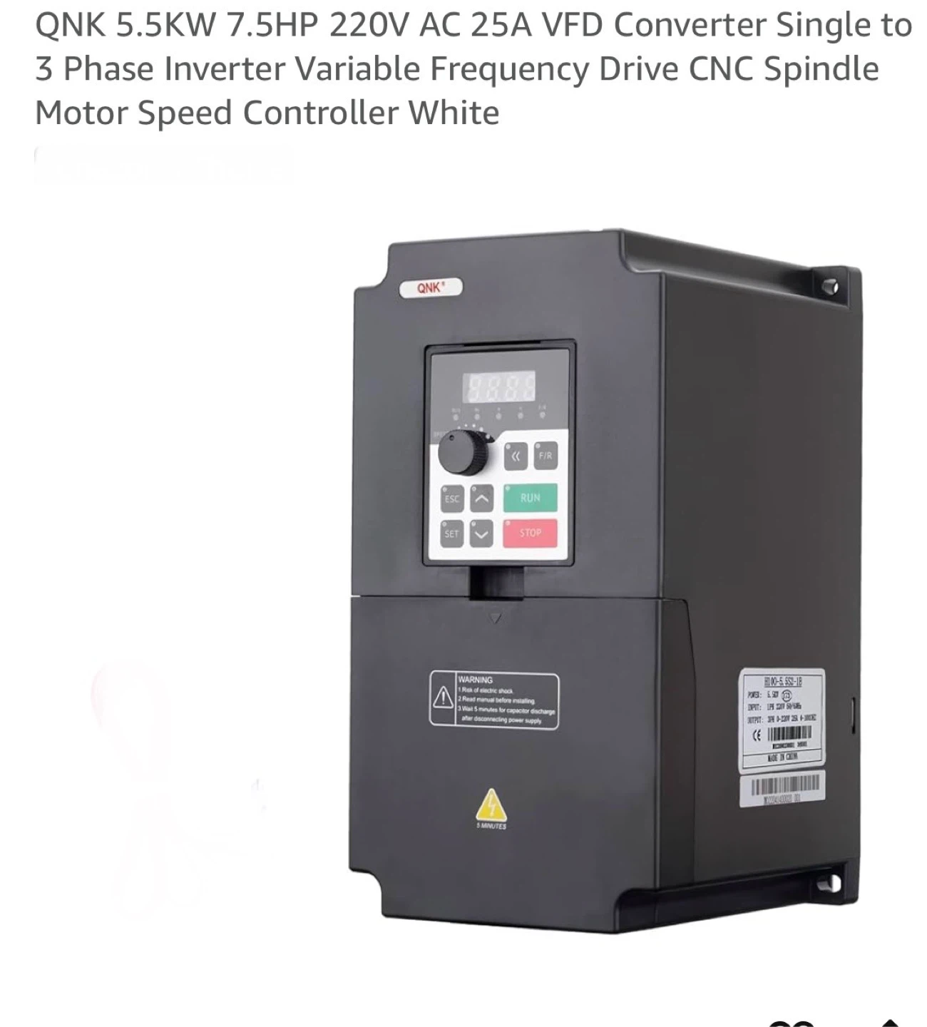 QNQ 5.5KW 7.5HP 220V AC 25A VFD Converter