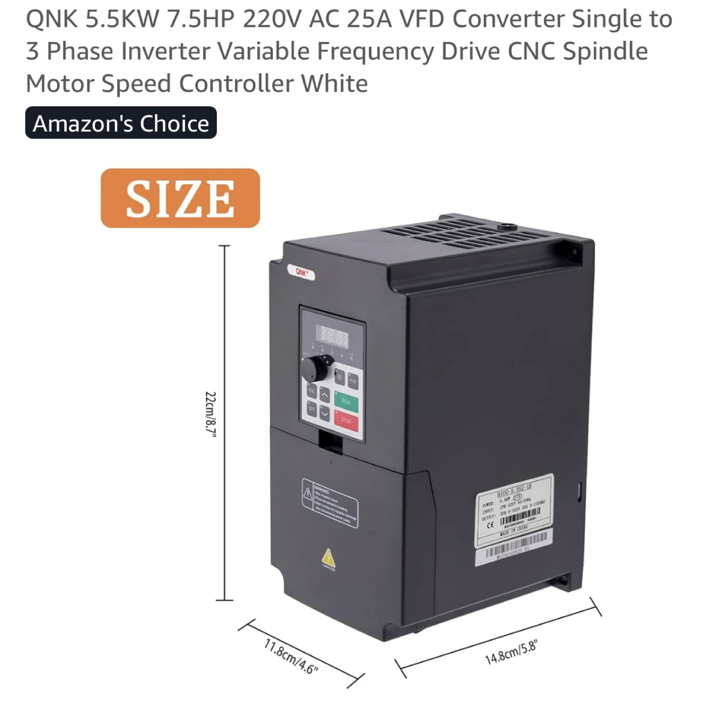 QNQ 5.5KW 7.5HP 220V AC 25A VFD Converter - photo 2