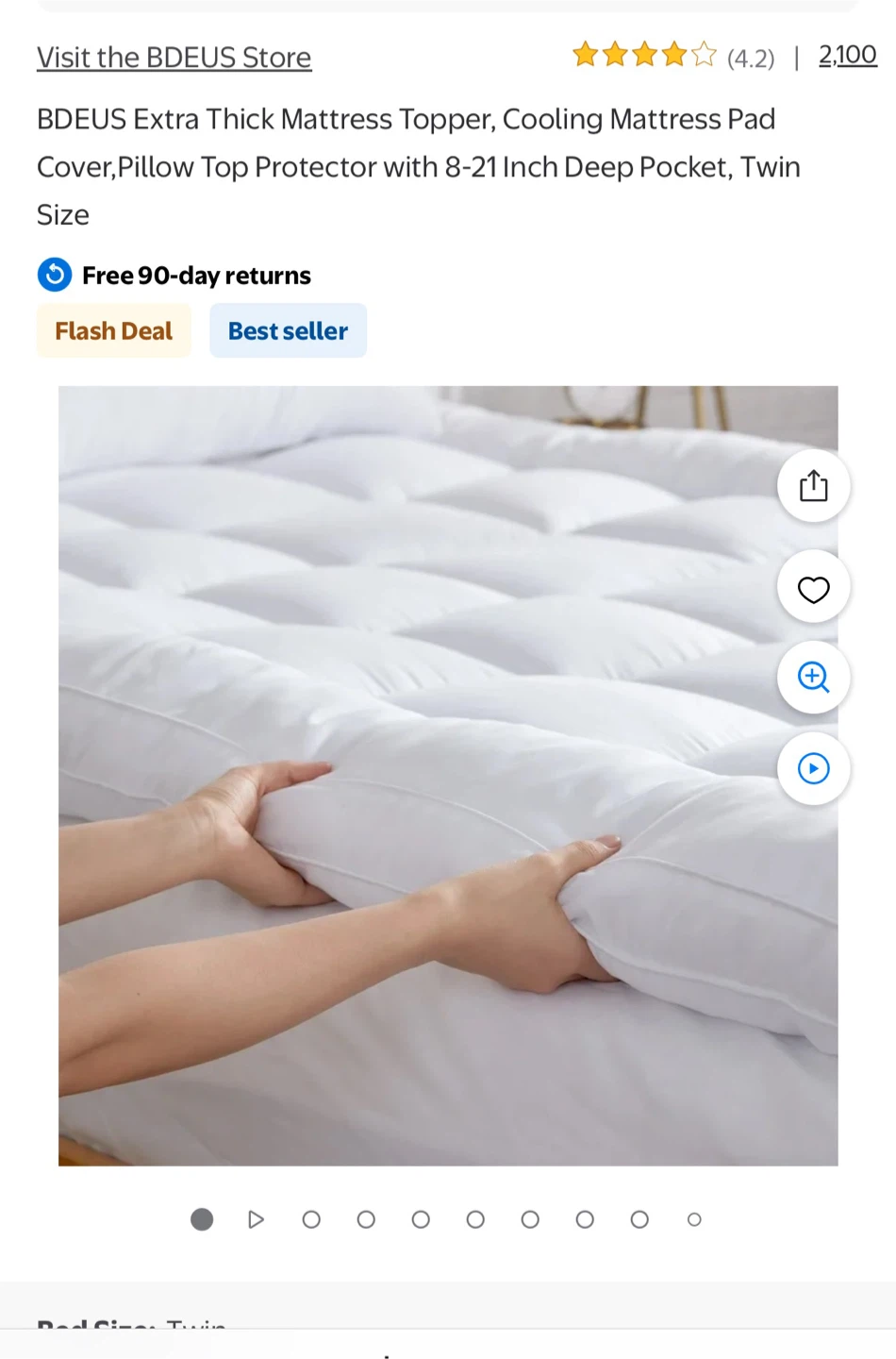 BDEUS Extra Thick Mattress Topper - Twin Size
