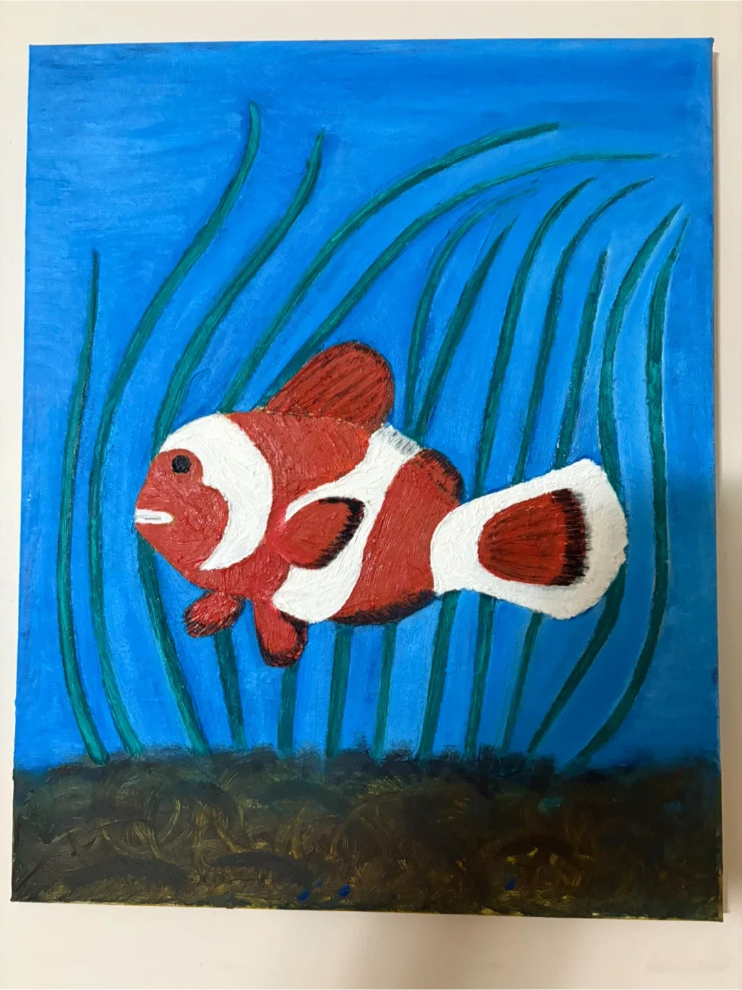 Oil painting canvas 16in x 20in clownfish thumbnail