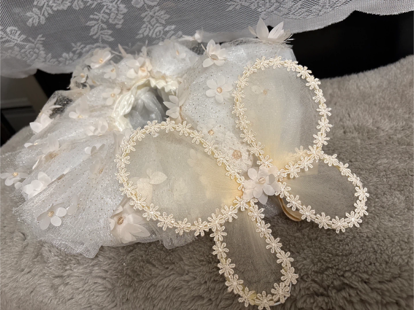 White Flower Girl Dress with Wings