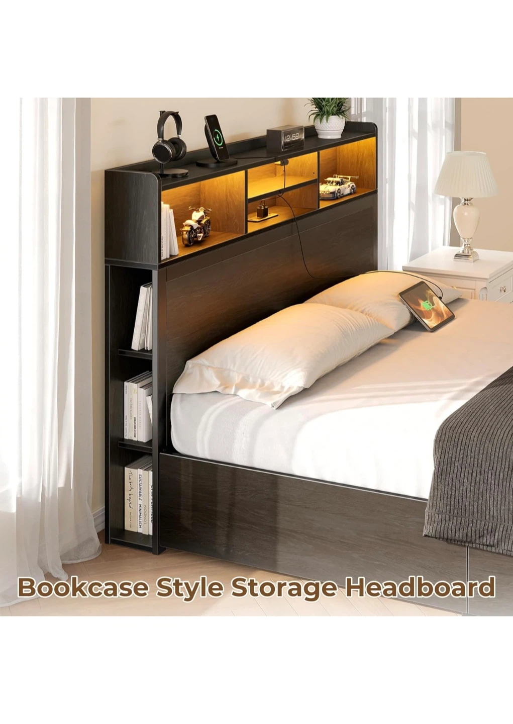 Full Size Bed Frame with LED Headboard - photo 5