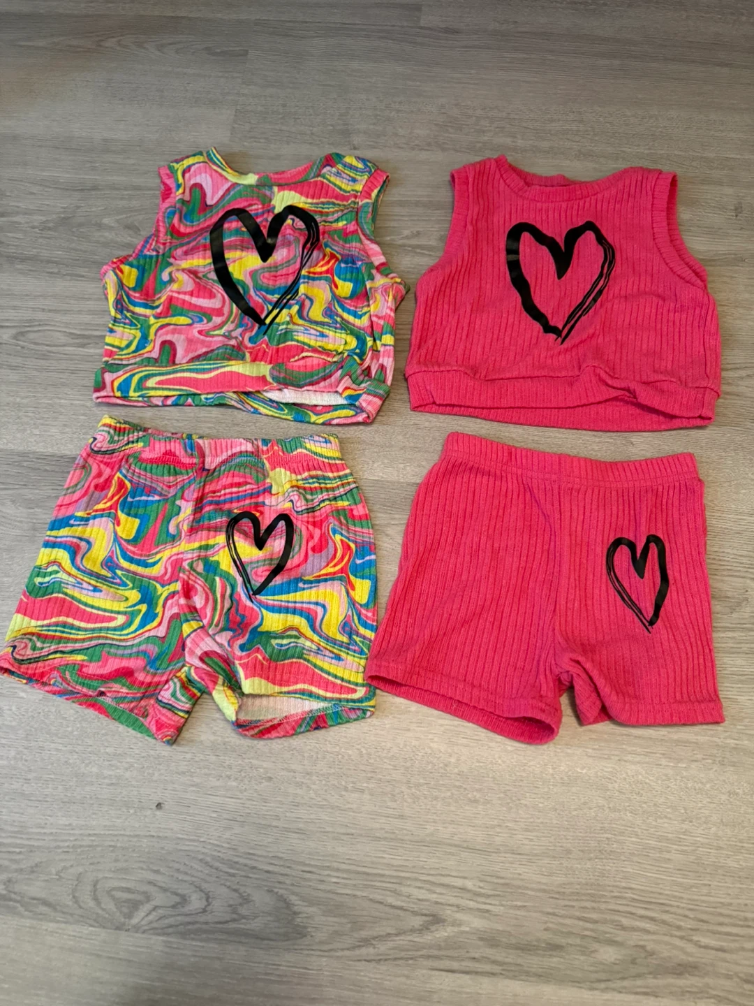 Matching Top & Shorts Set with Heart Design