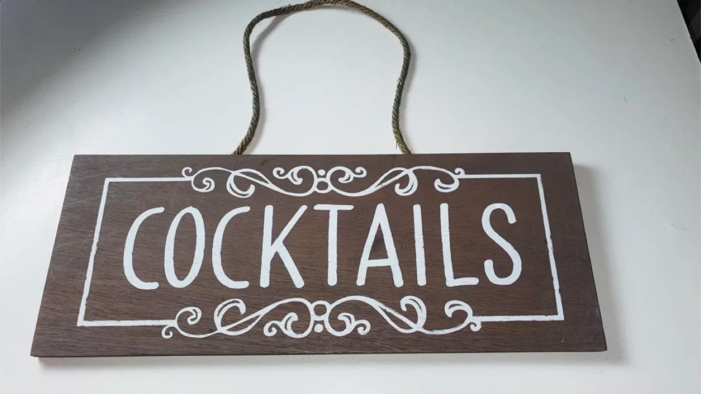 Brown Wooden “Cocktails” Hanging Sign (As Is) image indicator(2)