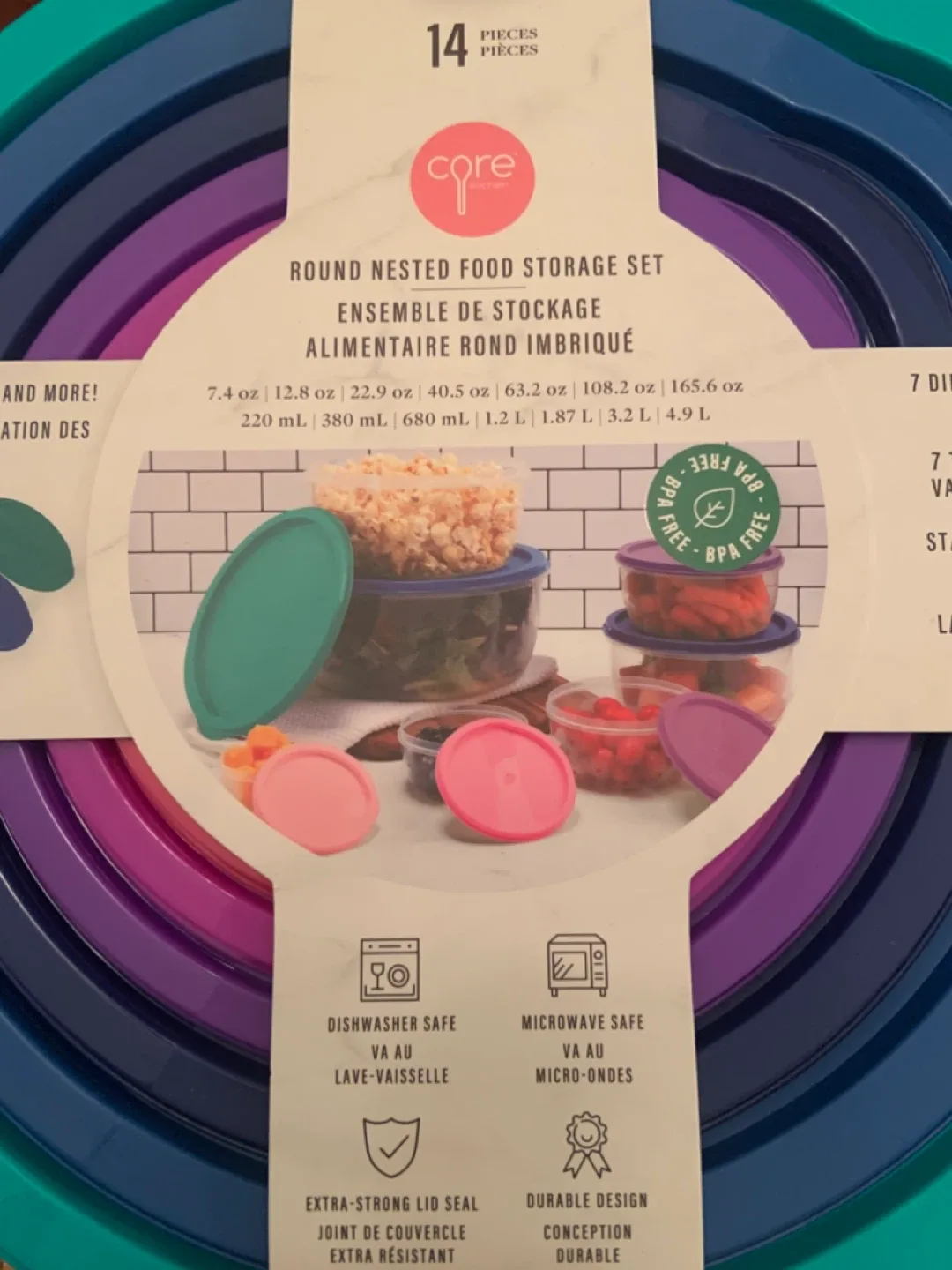 Core Kitchen 14-Piece Round Nested Food Storage Set - NEW image indicator(4)