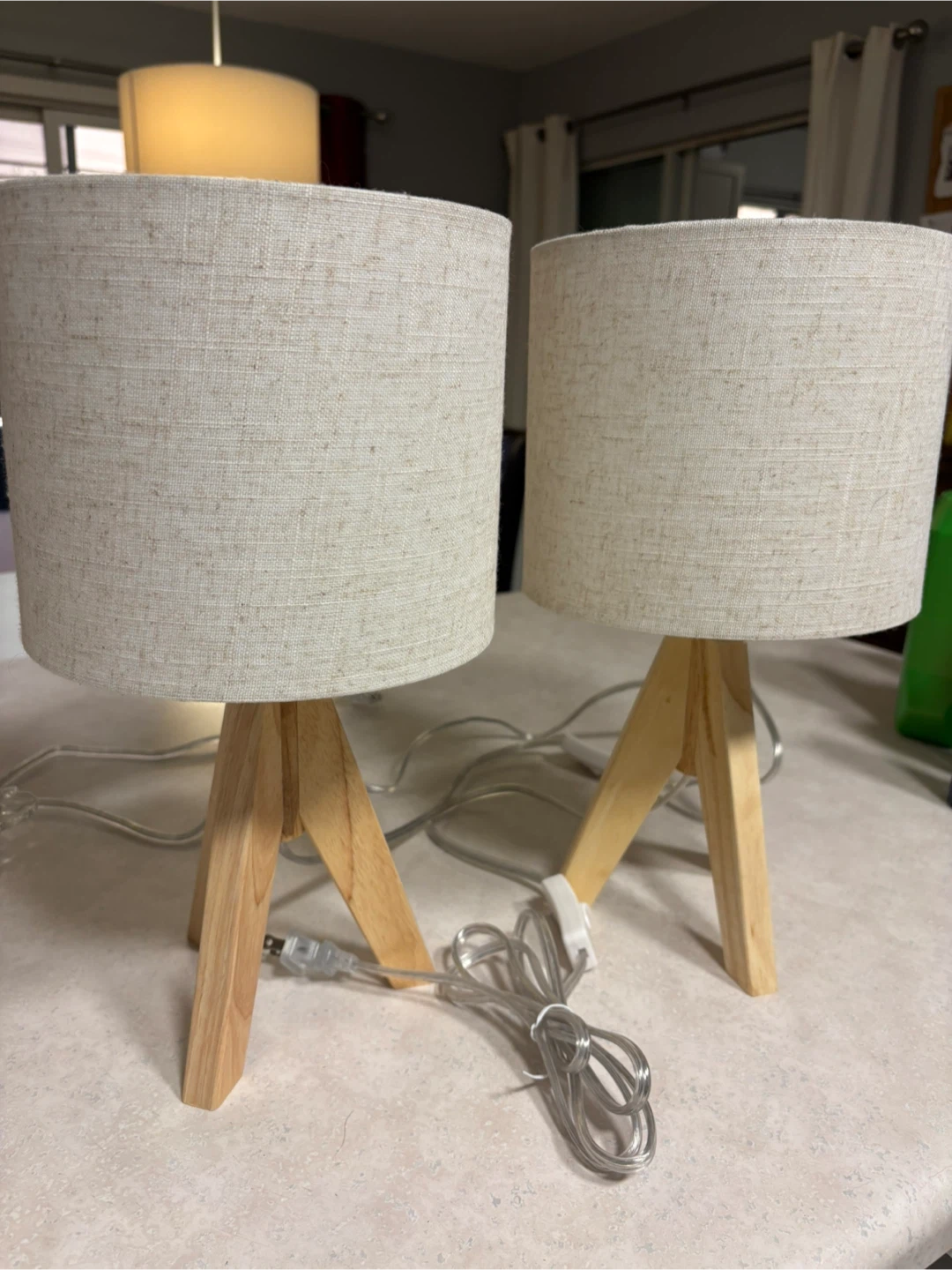 Set of 2 Small Tripod Lamps - Beige - photo 3