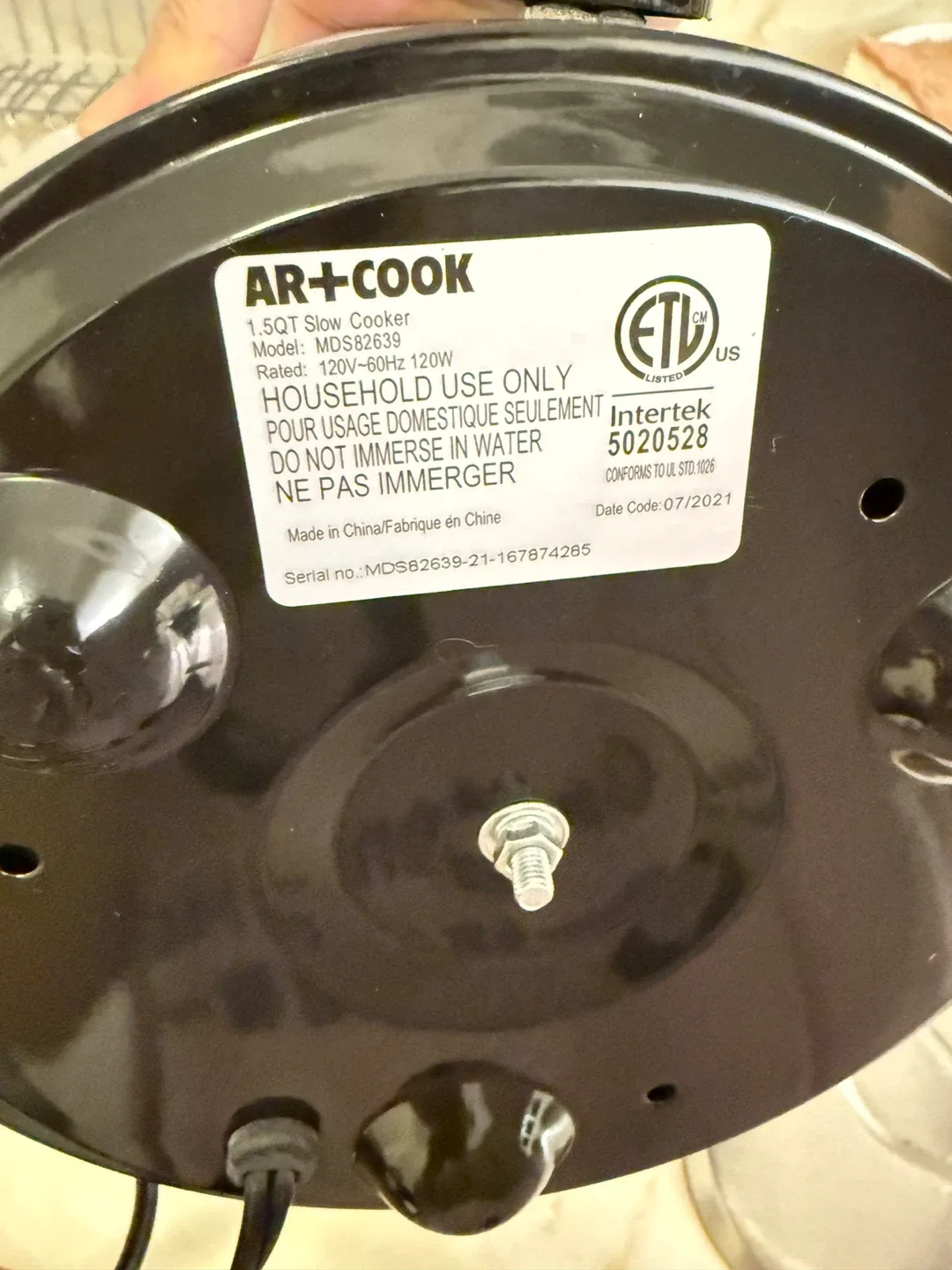 AR+COOK 1.5QT Slow Cooker - Model MDS82639 image indicator(5)