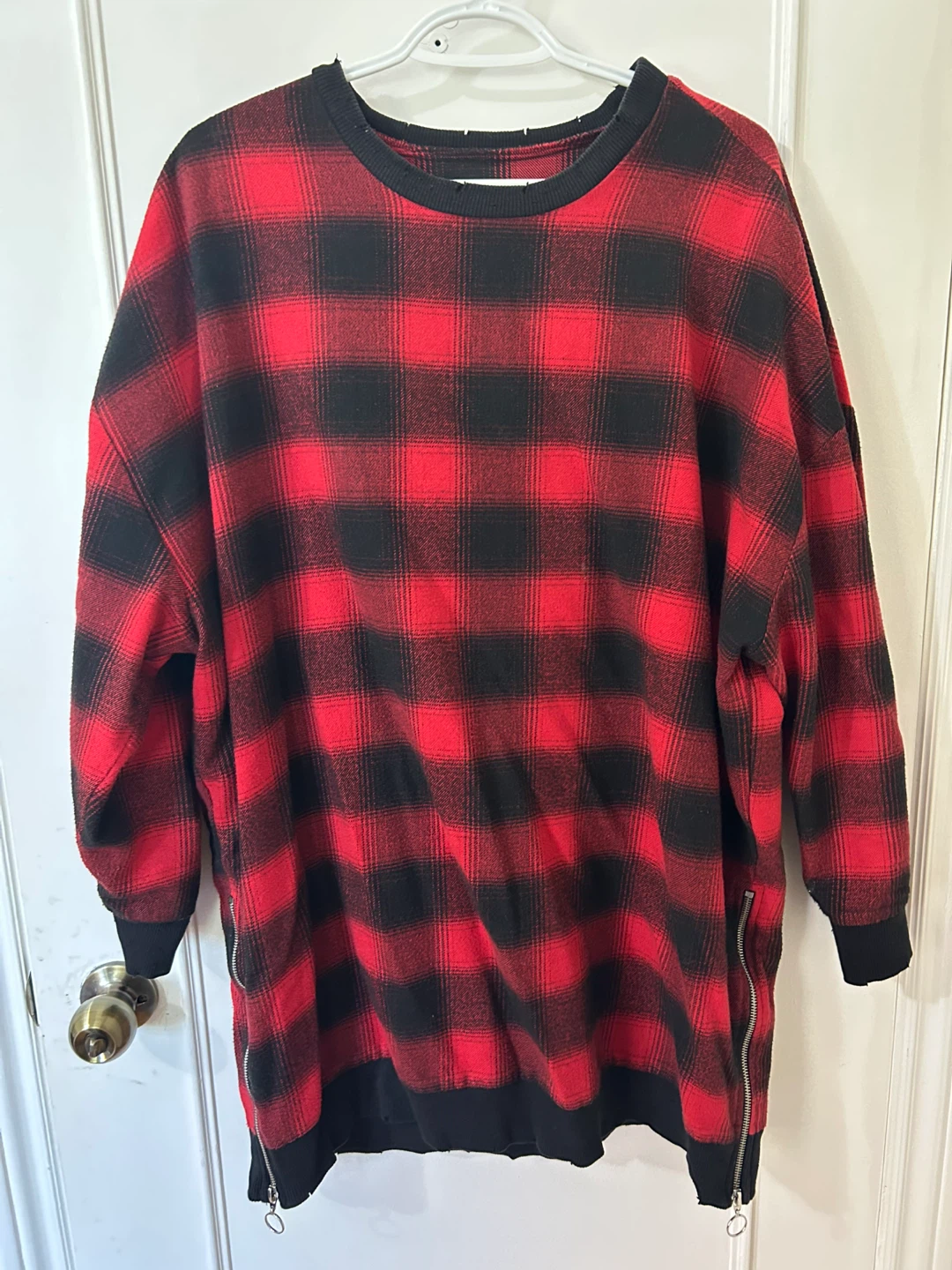 Zara Woman Red & Black Plaid Top