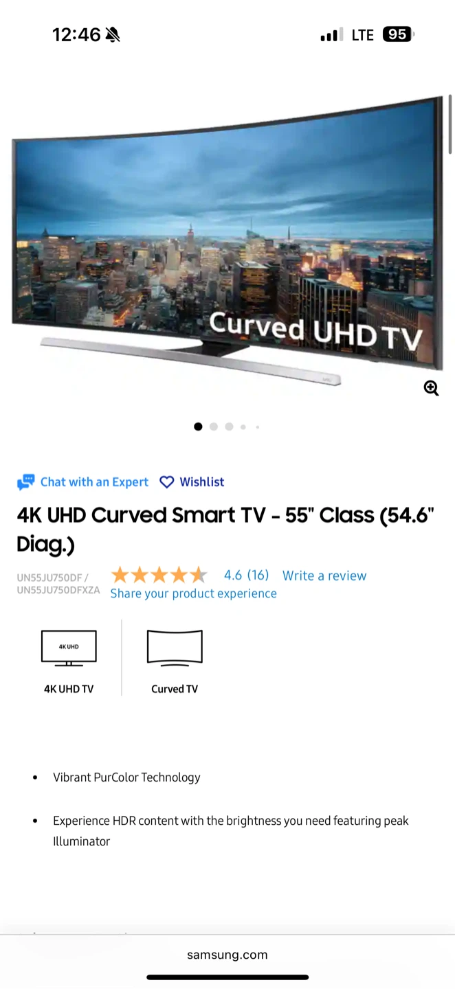 Samsung 55" 4K UHD Curved Smart TV - photo 2