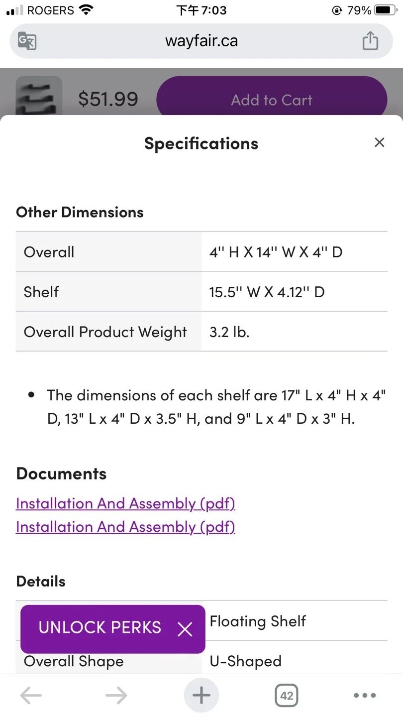 *Brand New* 3 floating u shelves, espresso finish image indicator(7)