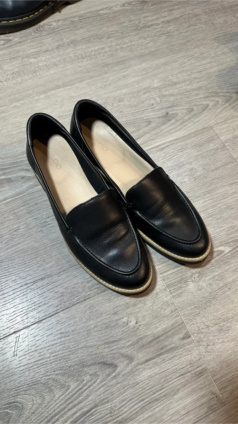 ALDO Black Leather Loafers thumbnail