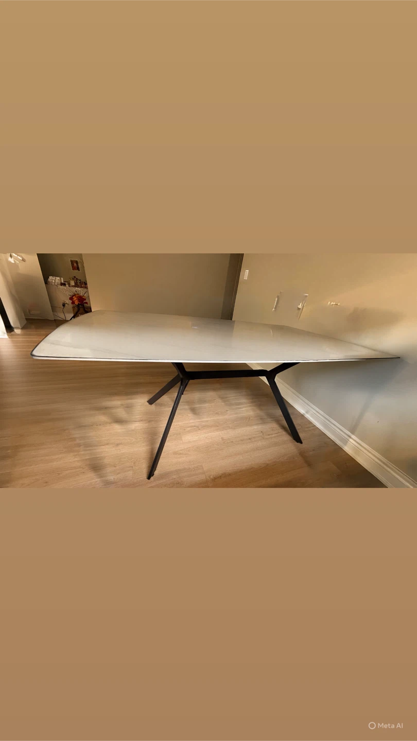 Modern Dining Table - White Top, Black Legs