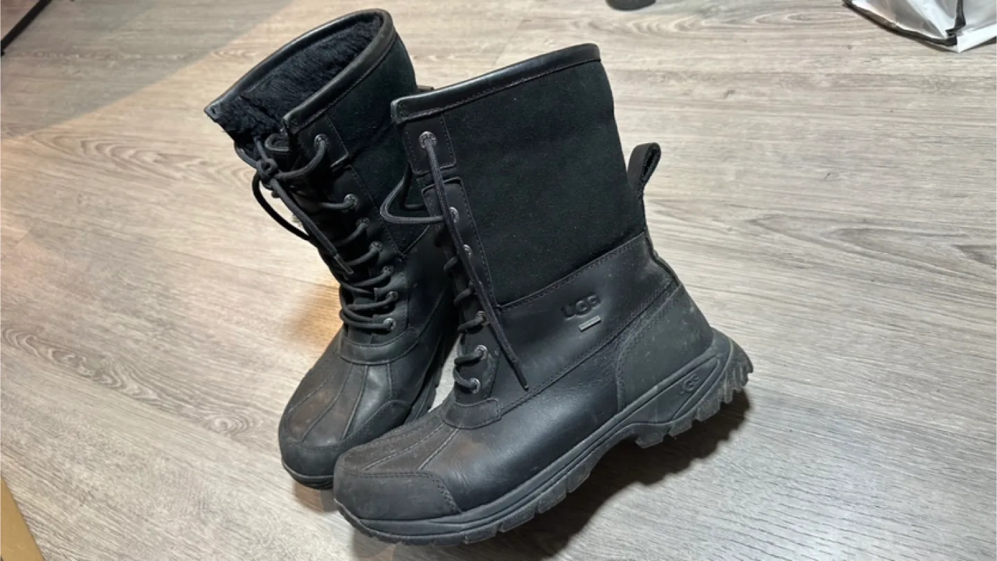 UGG Black Leather Waterproof Boots thumbnail