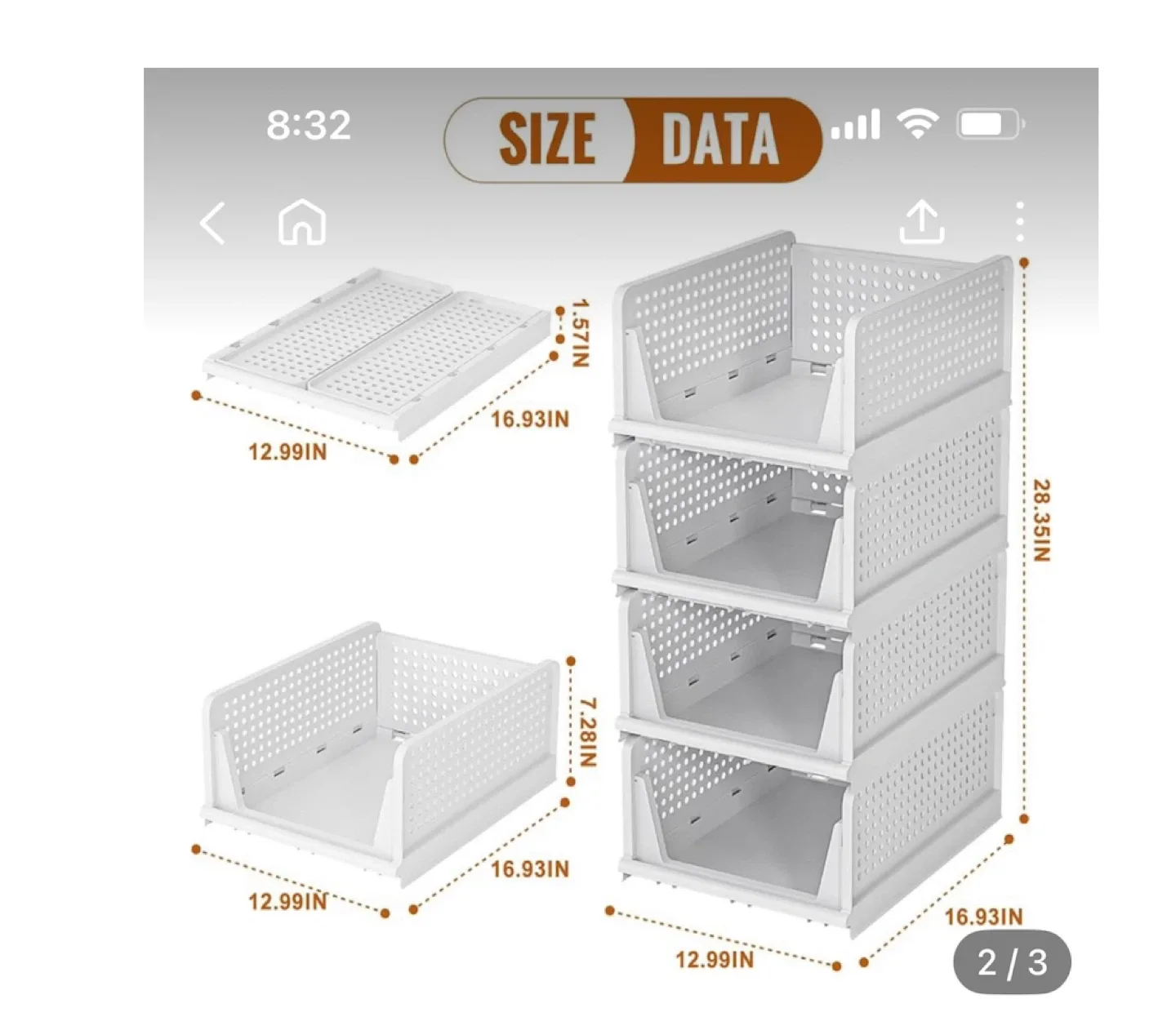 Stackable Storage Bins - White image indicator(2)