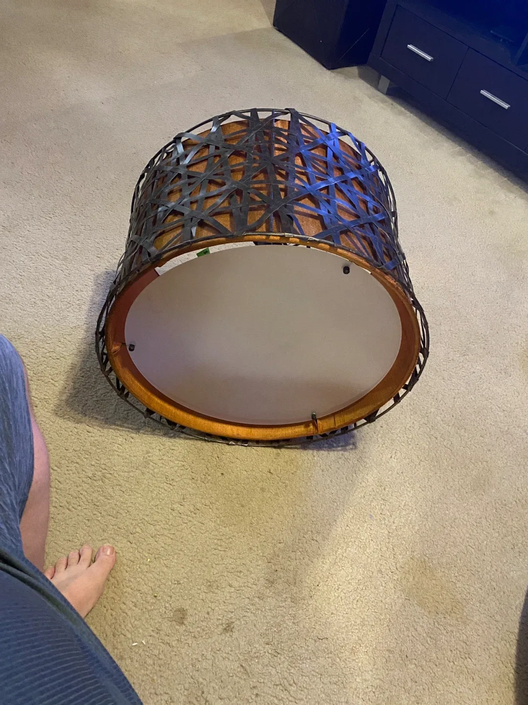 Vintage Palecek Brutalist Drum Light Fixture image indicator(4)