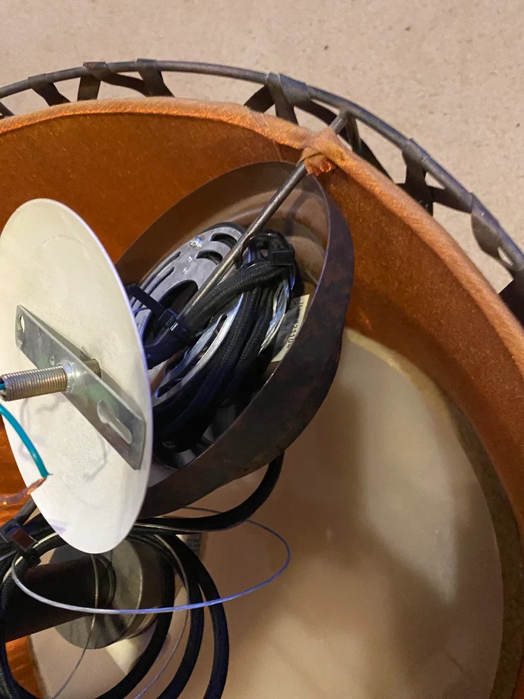 Vintage Palecek Brutalist Drum Light Fixture image indicator(5)