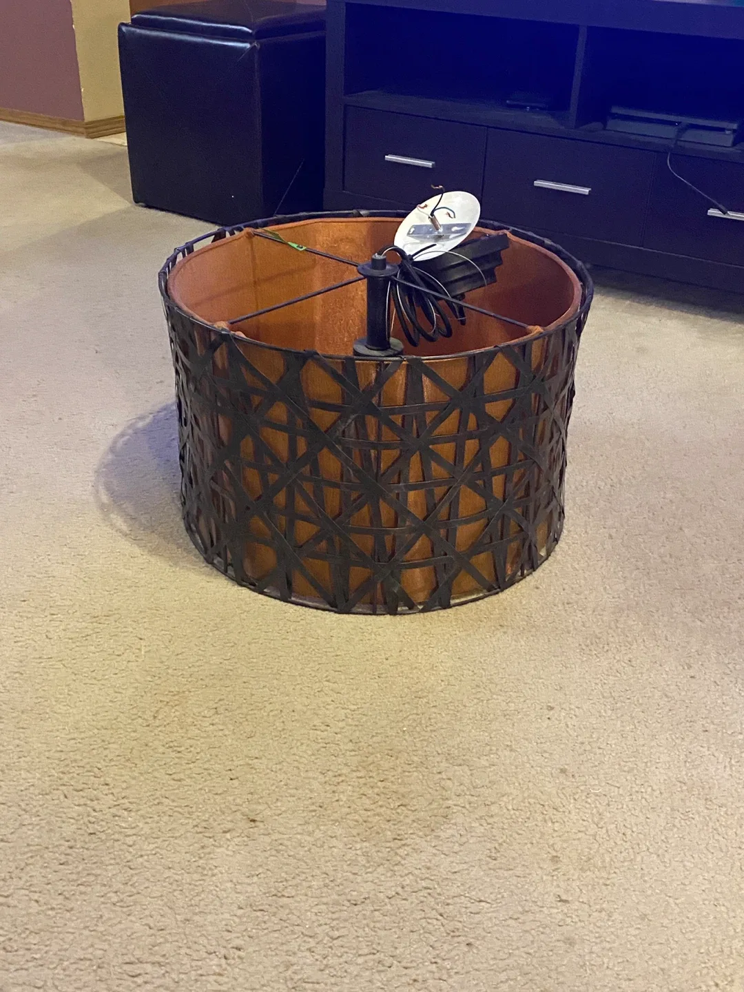 Vintage Palecek Brutalist Drum Light Fixture image indicator(2)