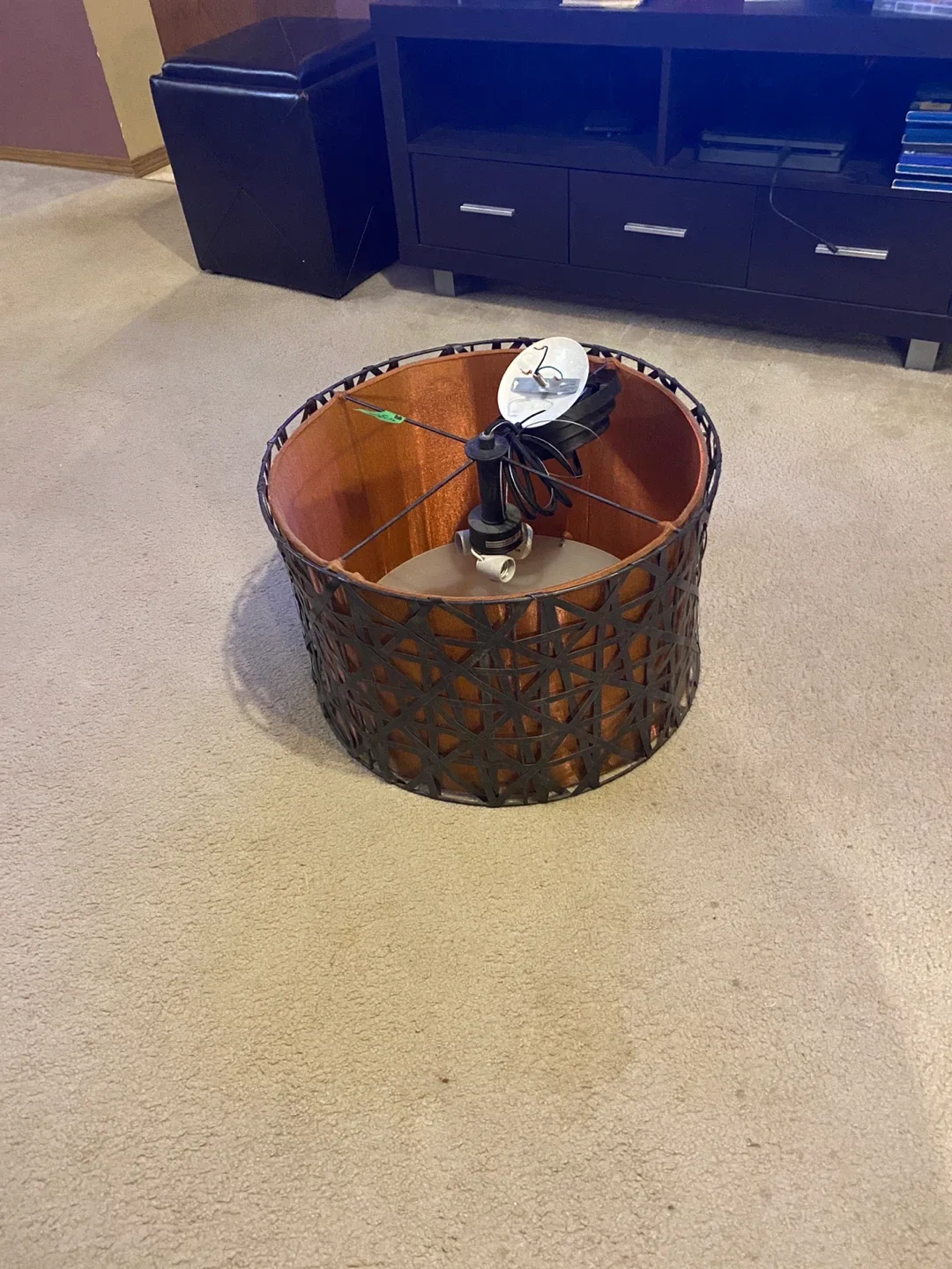 Vintage Palecek Brutalist Drum Light Fixture image indicator(3)