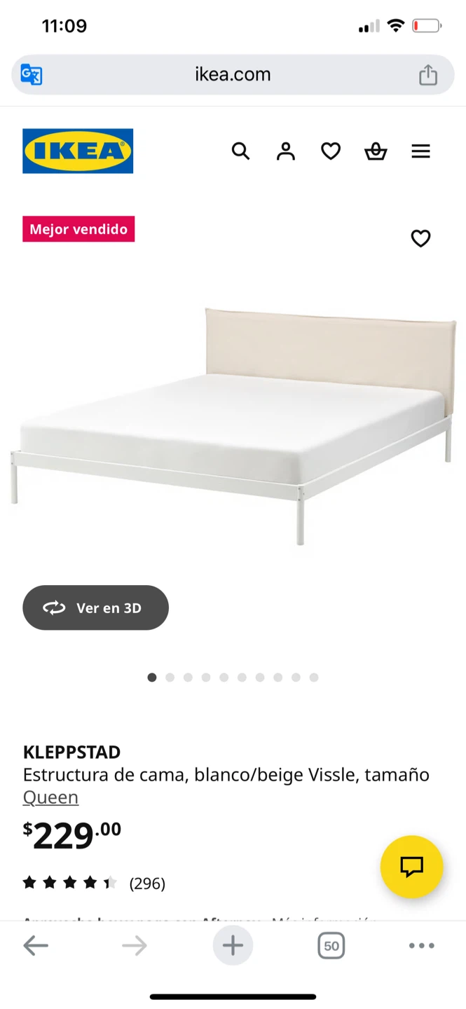 IKEA KLEPPSTAD Queen Bed Frame - White/Beige