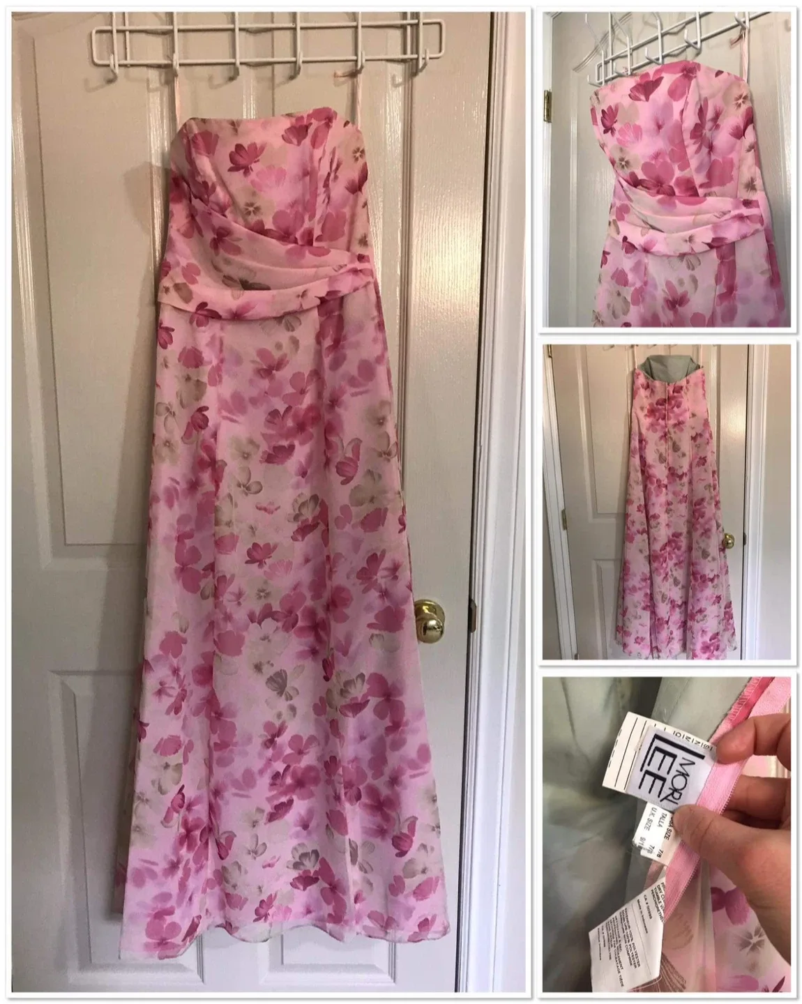 Mori Lee Pink Floral Dress - Size 8 thumbnail
