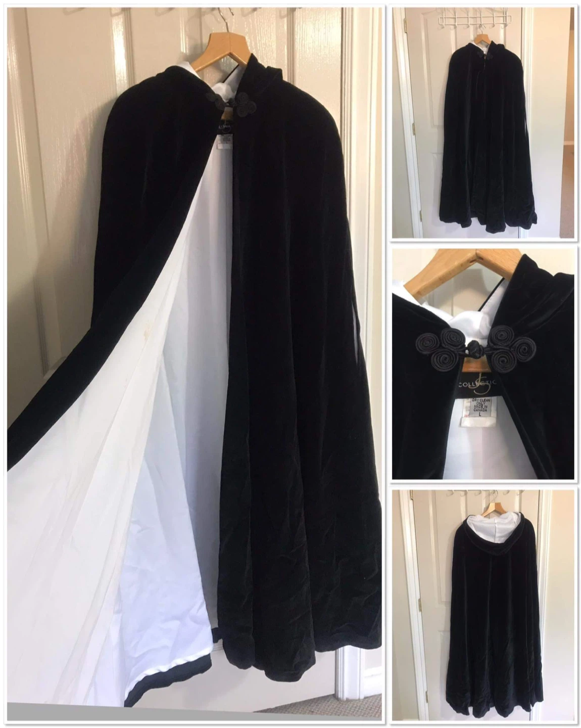 JS Collections Black Velvet Cape Size L