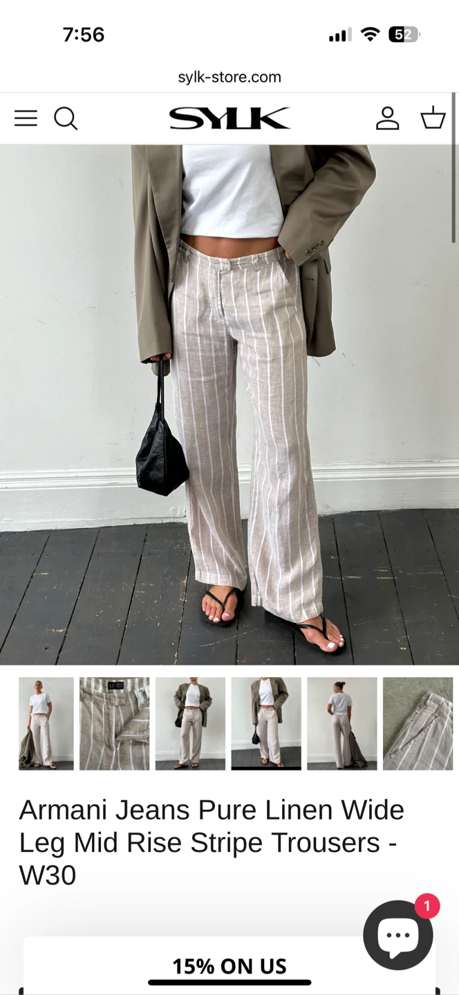 Armani Jeans Linen Wide Leg Stripe Trousers - photo 4