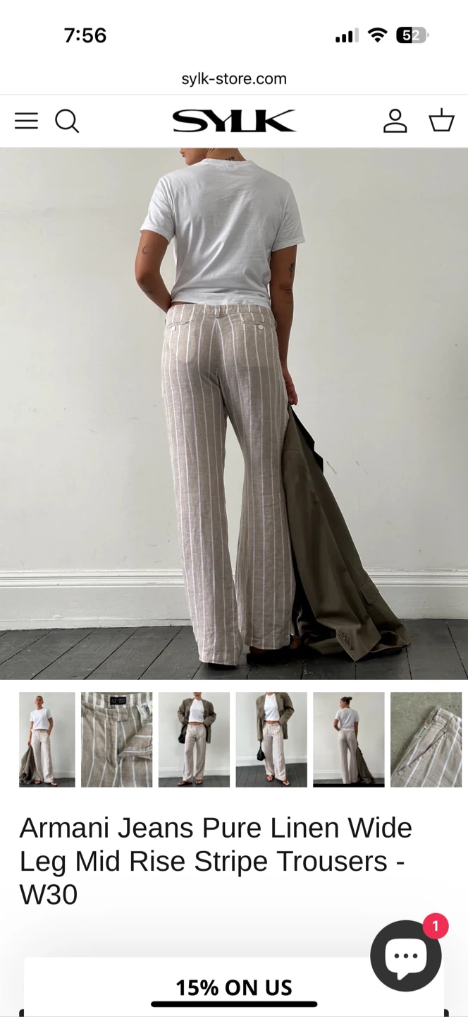Armani Jeans Linen Wide Leg Stripe Trousers