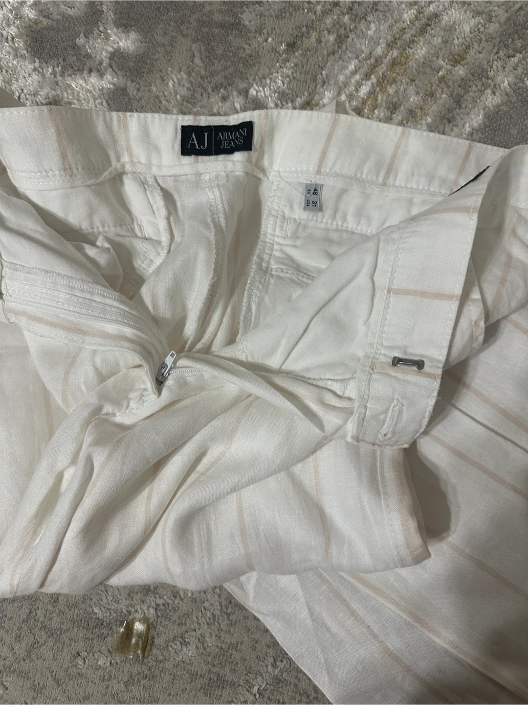 Armani Jeans Linen Wide Leg Stripe Trousers - photo 5