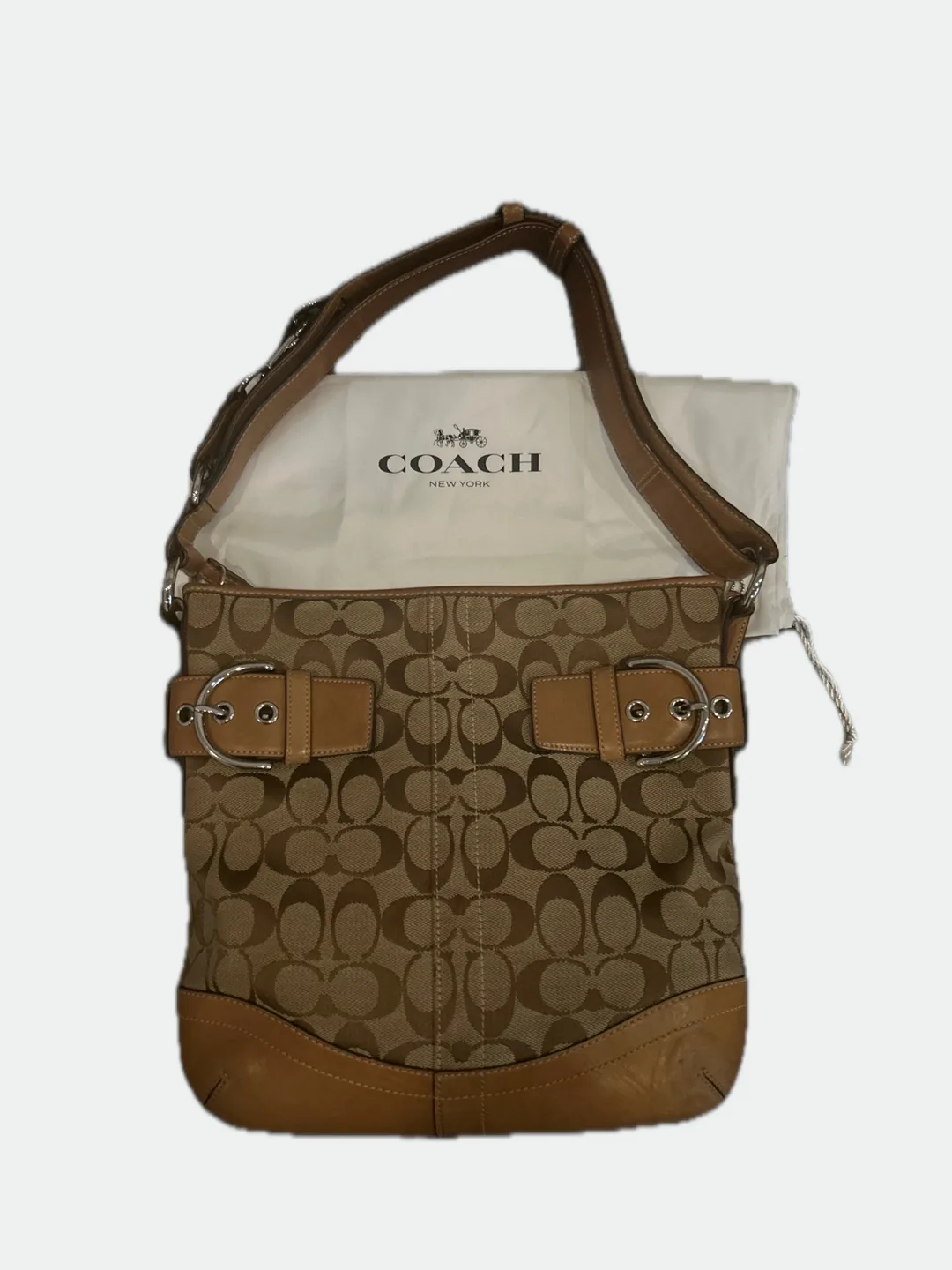 Coach Signature Canvas Bag with leather accents/trim image indicator(2)