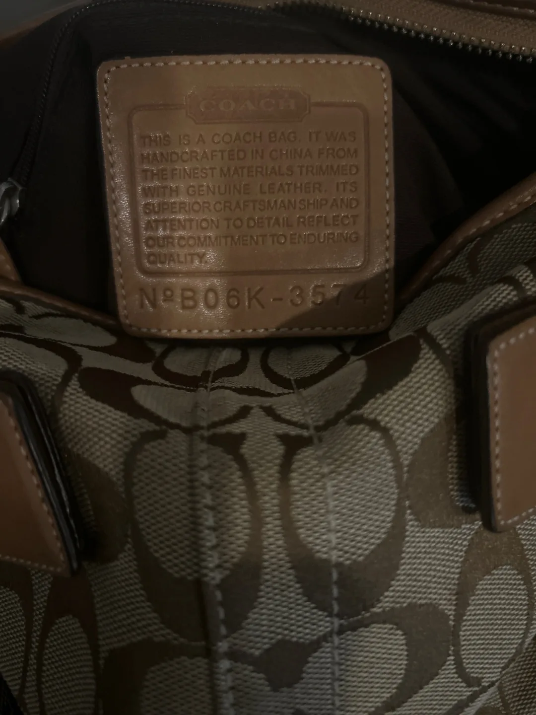 Coach Signature Canvas Bag with leather accents/trim image indicator(4)