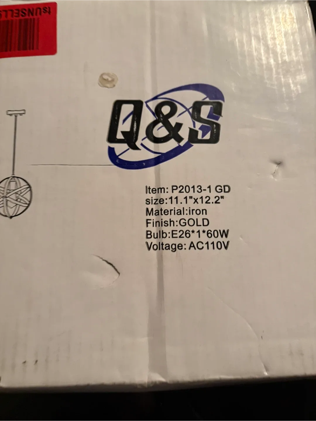 Q&S P2013-1 GD Gold Pendant Light - New in Box! image indicator(3)
