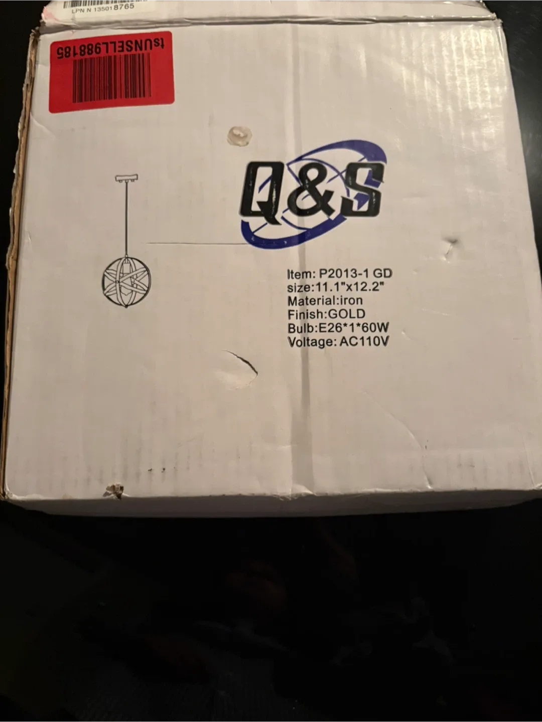 Q&S P2013-1 GD Gold Pendant Light - New in Box! image indicator(4)