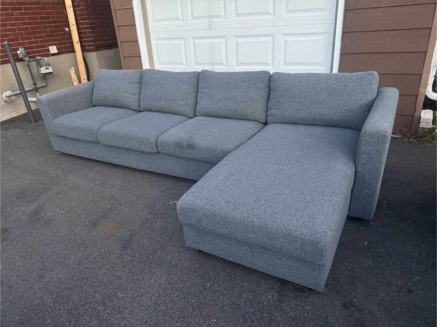 Ikea Grey Sectional Sofa with Chaise Lounge image indicator(2)