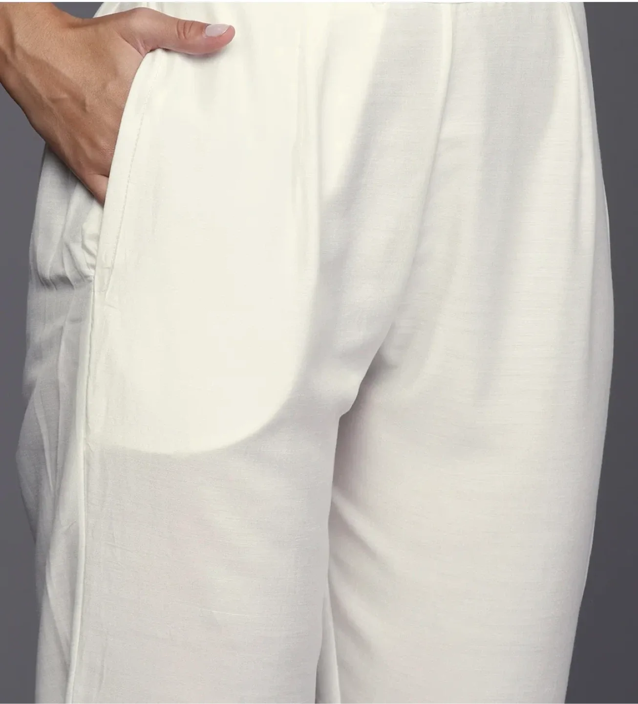 White Embroidered Kurta Set image indicator(2)